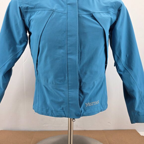 Marmot Gore Tex Hiking  Rain Jacket Full Zip Hooded Soft Shell Blue Sz S - Picture 4 of 16